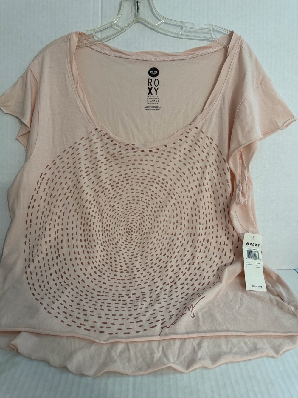 Roxy Women’s Blush Pink Short Sleeve Hi-Lo Scoop Neck Top